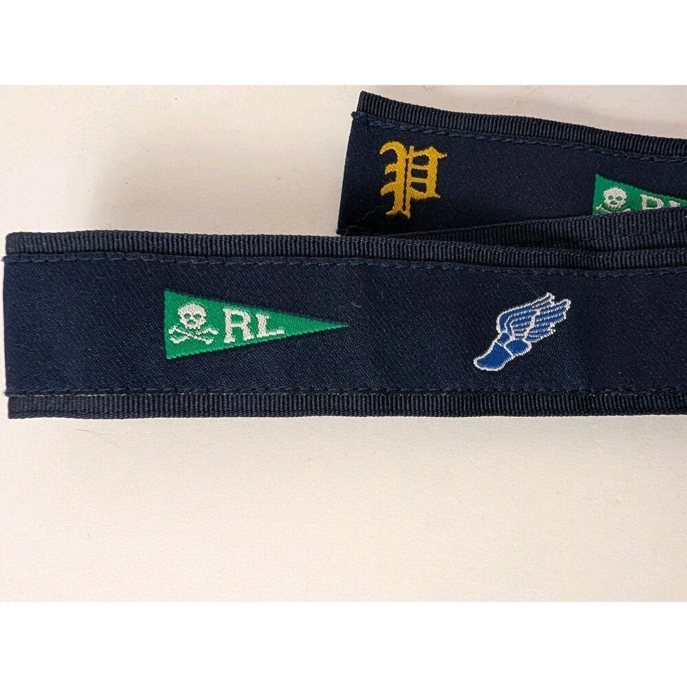 Baby Boy RALPH LAUREN Navy Blue Pennant Pirate Flag D Ring Canvas Belt 12 Month